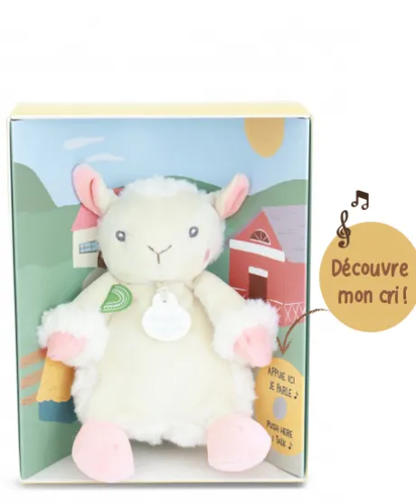 Peluche mouton - 17 cm - DOUDOU de la ferme avec boite sonore