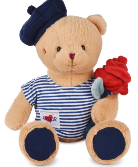 Peluche Ours avec rose - Le Romantique - 25 cm