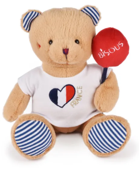 Peluche Ours beige - Bisous - 25 cm