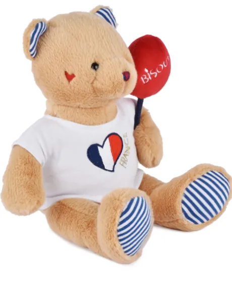 Peluche Ours beige - Bisous - 25 cm