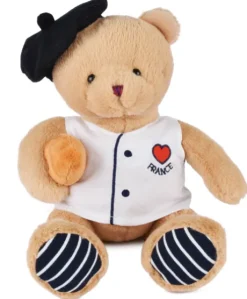 Peluche Ours beige - Chef avec baguette - 25 cm