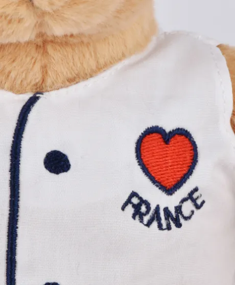 Peluche Ours beige - Chef avec baguette - 25 cm