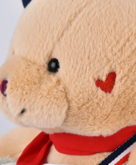 Peluche Ours beige - Chef avec Macaron vert - 28 cm