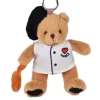 Peluche Ours beige - Porte-cle - Chef avec baguette - 15 cm