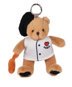 Peluche Ours beige - Porte-cle - Chef avec baguette - 15 cm