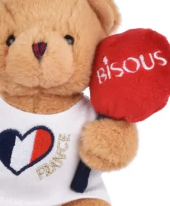 Peluche Ours beige porte cle - Bisous - 15 cm