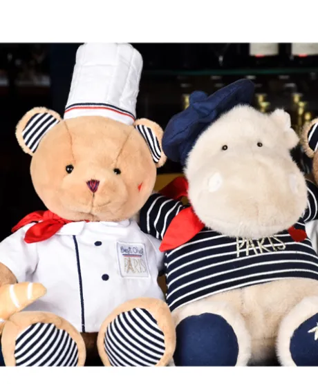 Peluche Ours Chef avec toque de Cuisinier- 28 cm