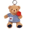 Peluche Ours porte cle avec rose - Le Romantique - 15 cm