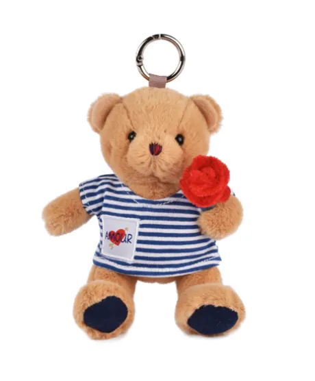 Peluche Ours porte cle avec rose - Le Romantique - 15 cm