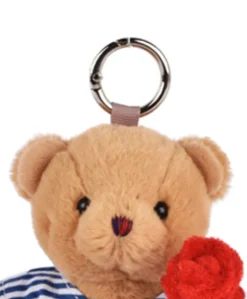 Peluche Ours porte cle avec rose - Le Romantique - 15 cm
