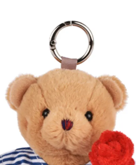 Peluche Ours porte cle avec rose - Le Romantique - 15 cm