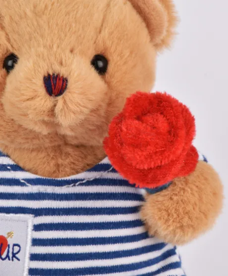 Peluche Ours porte cle avec rose - Le Romantique - 15 cm