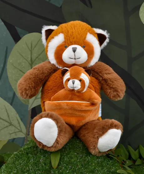 Peluche Panda roux avec bébé - 25 cm - Unicef