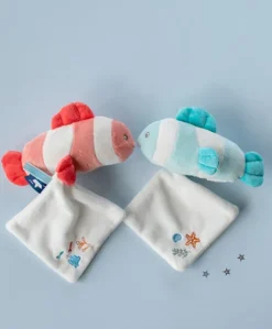 Peluche poisson clown mignon avec doudou - corail - 16 cm