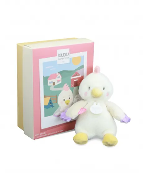 Peluche poule - 17 cm - DOUDOU de la ferme avec boite sonore