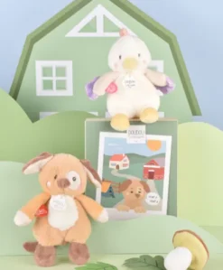 Peluche poule - 17 cm - DOUDOU de la ferme avec boite sonore