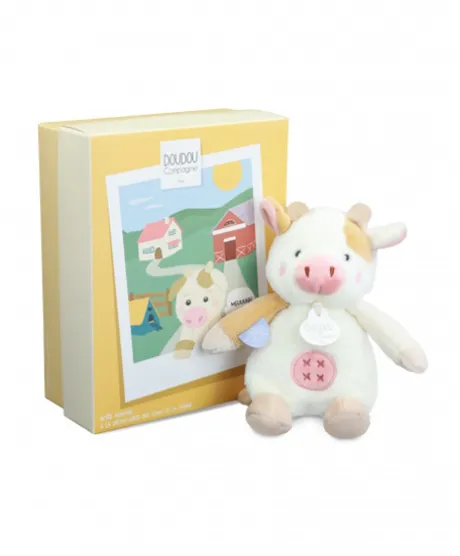 Peluche vache - 17 cm - DOUDOU de la ferme avec boite sonore