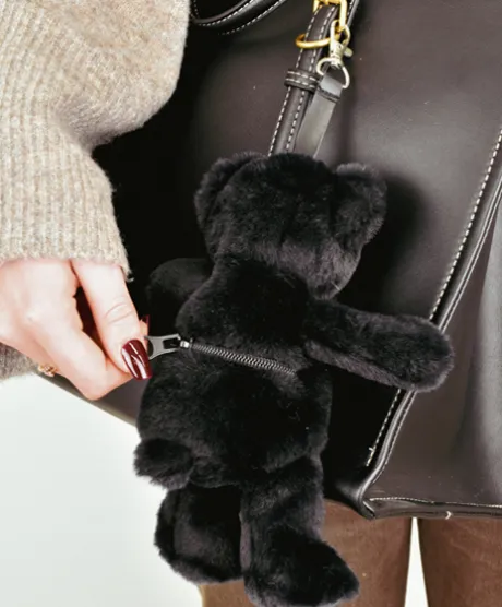 porte clé - Bijou de sac Ours peluche noir - 20 cm - Noir