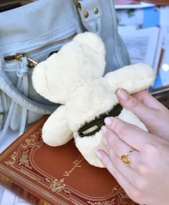porte clé - Bijou de sac Ours peluche - 20 cm - Ivoire