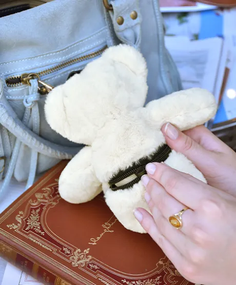 porte clé - Bijou de sac Ours peluche - 20 cm - Ivoire