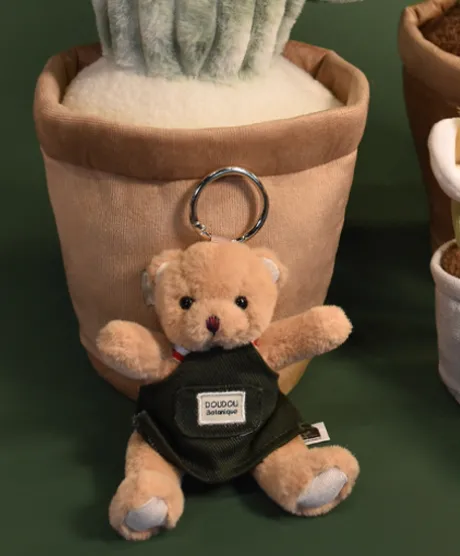 Porte cle - Peluche Ours jardinier - 15 cm