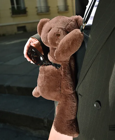 Sac bandouliere - Ours en peluche marron - 30 cm