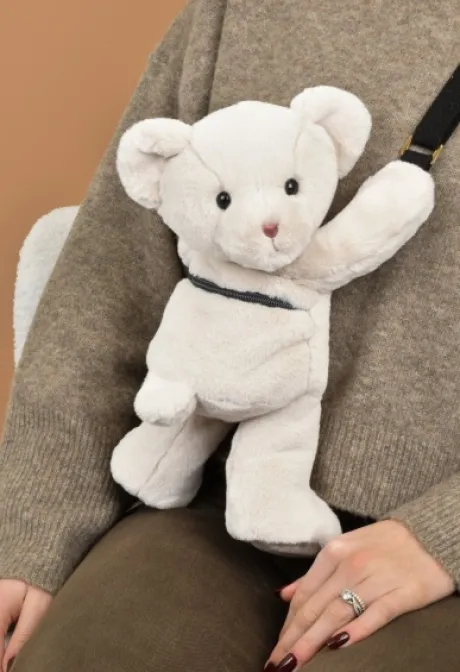 Sac bandouliere - Ours en peluche beige - 30 cm