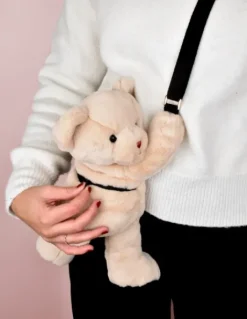 Sac bandouliere - Ours en peluche beige - 30 cm