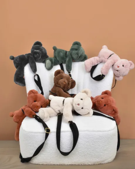 Sac bandouliere - Ours en peluche beige - 30 cm